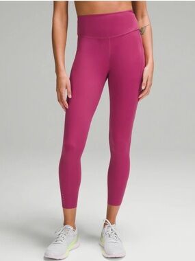 Lululemon Fast & Free High Rise Leggings Pink  Side Pockets Stretchy Soft Size 4